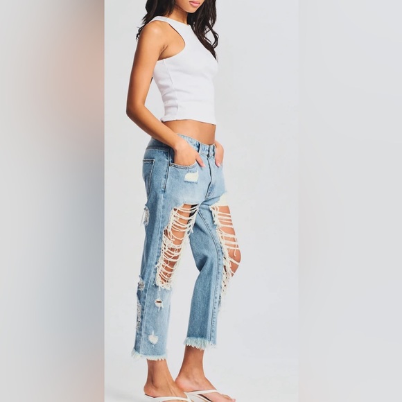 NWT SER.O.YA Omar Drop Crotch Boyfriend jeans size 26/24 coastline - Picture 3 of 16